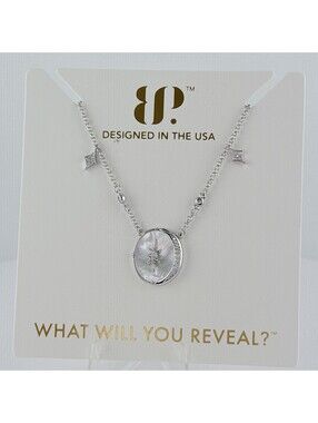 Bomb Party Halo Necklace "Bound By Love" Genuine Moonstone & MOP on Rhodium